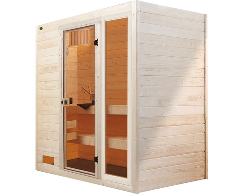 Holzsauna mit Glastür
