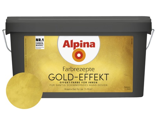 Alpina Effektfarbe Gold-Effekt Komplett-Set gold inkl. Alpina Kelle Alpina Gold Effekt Innenfarbe im Eimer