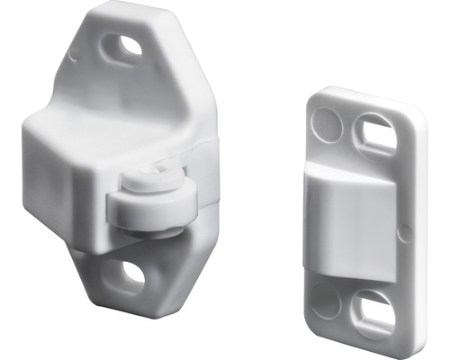 Rollfix Möbelschnäpper weiß 19x35x27 mm, 10 Stück Kunststoff-Schnäpper mit Gegenstück zur Türverriegelung
