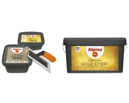 Alpina Gold Effekt Farbe mit Werkzeug