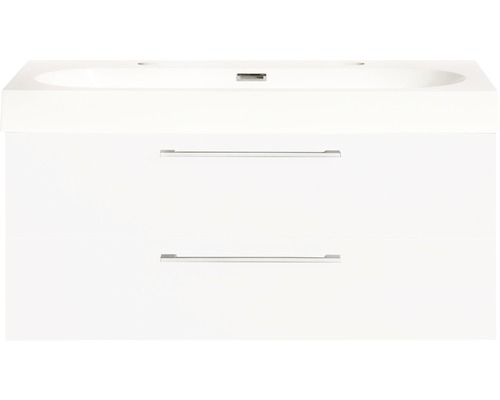 Waschbeckenunterschrank Differnz Somero 57x100x38 cm mit Keramikwaschbecken weiß Waschtischunterschrank mit zwei Schubladen