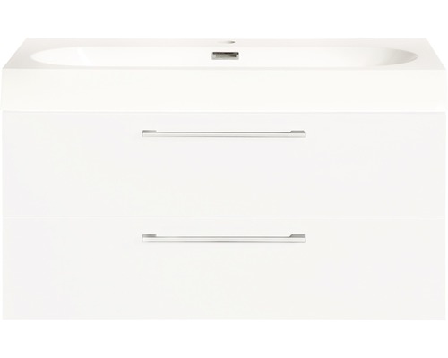 Waschbeckenunterschrank Differnz Somero 57x80x38cm mit Mineralgusswaschbecken weiß Waschtischunterschrank mit zwei Schubladen und eingelassenem Waschbecken