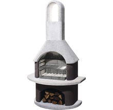 Gemauerter Gartengrill mit Grillrost und Holzlager