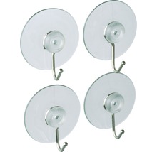 Vier transparente Saugnapfhaken für die Wandmontage
