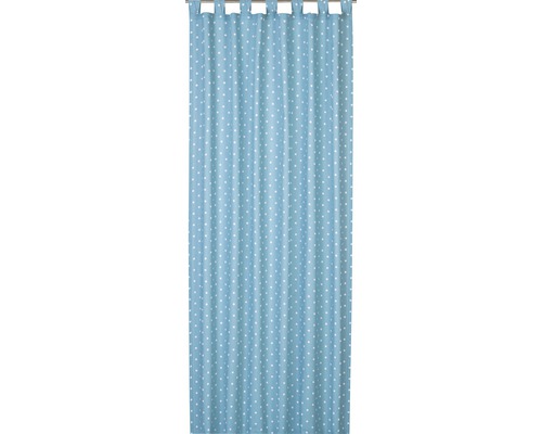 Blaues Vorhang-Textil mit Punktmuster und Schlaufenaufhängung
