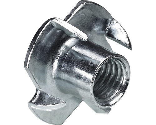 Stahl-Einschlagmutter mit Gewinde M8/10 mm, 50 Stück Einzeldübel mit drei Zacken