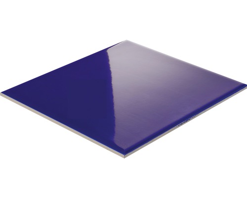 Quadratische, glänzende, blaue Fliese.