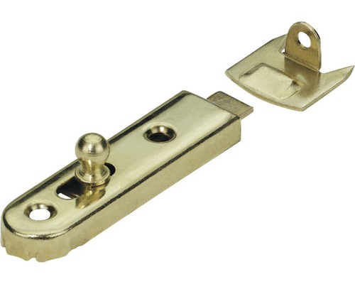 Möbelriegel gerade, vermessingt 13x50 mm, 10 Stück Kugelschnäpper aus Metall