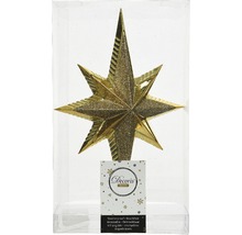 Goldfarbener Weihnachtsbaumstern aus Kunststoff in Verpackung