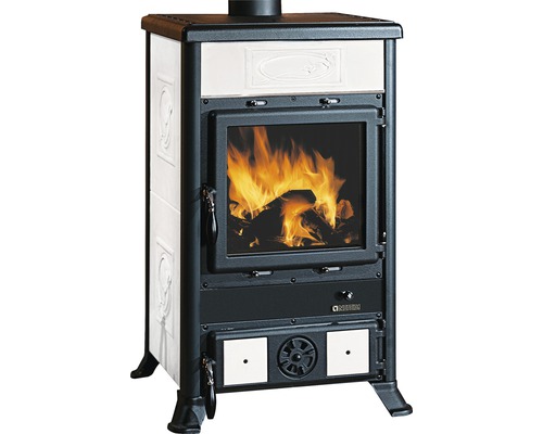 Kaminofen La Nordica Extraflame Rosella R1 Keramik weiß 8,8 kW Kaminofen mit Holzfeuer für Innenräume