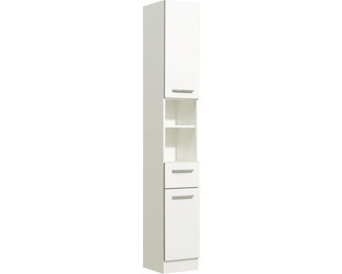 Hochschrank mit Türen, Schublade und offenen Regalen
