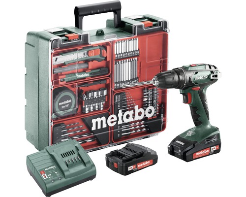 Akku-Bohrschrauber Metabo 18V Mobile Werkstatt BS 18, inkl. 2 Akkus (2,0 Ah) Ladegerät und Zubehörkoffer Akku-Bohrschrauber Metabo 18V Mobile Werkstatt BS 18, inkl. 2 Akkus (2,0 Ah) Ladegerät und Zubehörkoffer