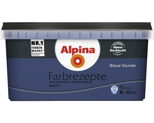 Alpina Farbe Blau Stunde, matte Innenfarbe im 1 Liter Eimer