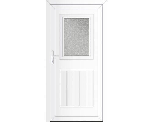 Weiße Außentür mit Glaseinsatz und Griff