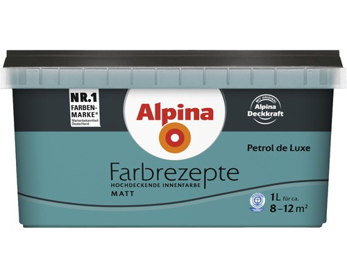 Alpina Farbrezepte Petrol de Luxe, hochdeckende Innenfarbe, 1 Liter