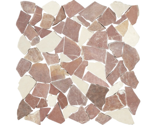 Natursteinmosaik Marmor Verona 30,5x30,5 cm rot beige Natursteinmosaik Marmor Verona 30,5x30,5 cm rot beige