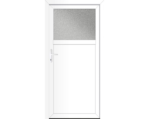 Weiße Nebeneingangstür mit Glaseinsatz oben