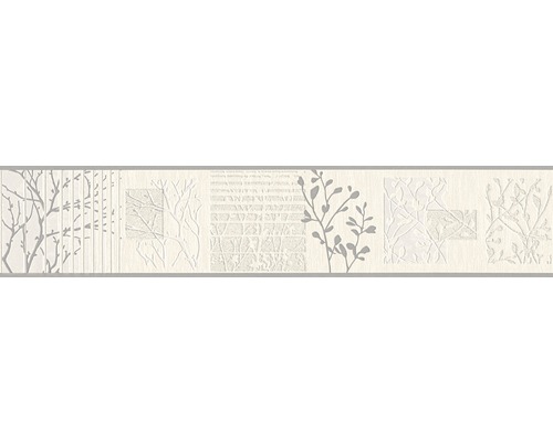 Selbstklebende PVC-Bordüre A.S. Creation Ranken grau-creme 5 m x 13 cm