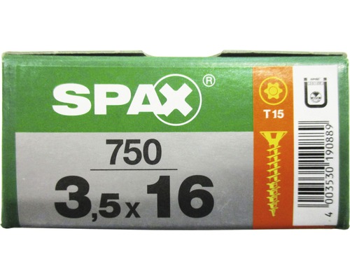 Spax Universalschraube Senkkopf Stahl gehärtet T 15, Holz-Vollgewinde 3,5x16 mm, 750 Stück Spax Universalschraube Senkkopf Stahl gehärtet T 15, Holz-Vollgewinde 3,5x16 mm, 750 Stück