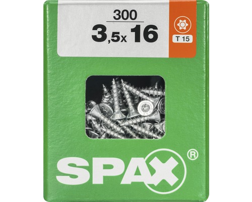 Spax Universalschraube Senkkopf Stahl gehärtet T 15, Holz-Vollgewinde 3,5x16 mm, 300 Stück Spax Universalschraube Senkkopf Stahl gehärtet T 15, Holz-Vollgewinde 3,5x16 mm, 300 Stück
