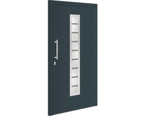 Haustür Vermont Aluminium 1100 x 2100 mm links mit 3-fach Veriegelung (anthrazit) Haustür mit Glaseinsatz und Griff