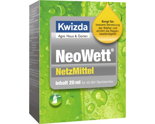 Benetzungsmittel für Pflanzenschutzmittel-Anwendungen Neo-Wett 20 ml Kwizda NeoWett Netzmittel zur besseren Benetzung der Blätter und zur Erhöhung der Regenbeständigkeit, 20 ml Inhalt