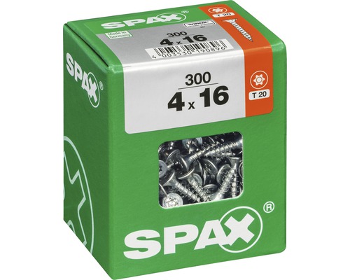 Verpackung mit 300 Spax Schrauben, Größe 4 x 16
