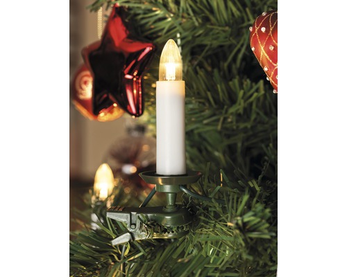 LED Baumkette Konstsmide 7,5 m + 1,6 m Zuleitung 16 LEDs Lichtfarbe warmweiß Weihnachtsbaum mit einer elektrischen Kerze mit Clip
