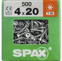 Spax Universalschraube Senkkopf Stahl gehärtet T 20, Holz-Vollgewinde 4x20 mm, 500 Stück