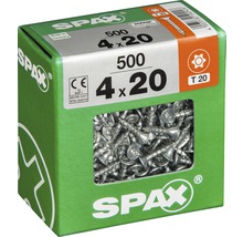 Spax Universalschraube Senkkopf Stahl gehärtet T 20, Holz-Vollgewinde 4x20 mm, 500 Stück