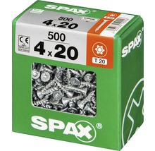 Spax Universalschraube Senkkopf Stahl gehärtet T 20, Holz-Vollgewinde 4x20 mm, 500 Stück