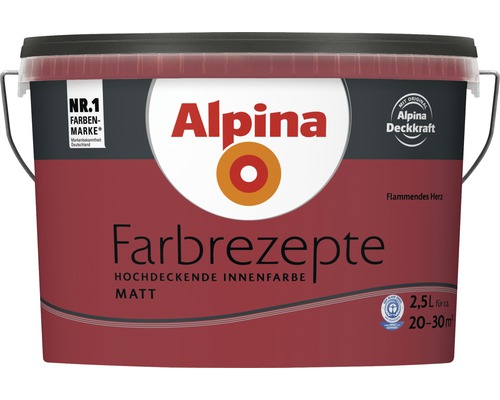 Alpina Farbrezepte hochdeckende Innenfarbe Matt Flammendes Herz, 2,5 Liter Eimer