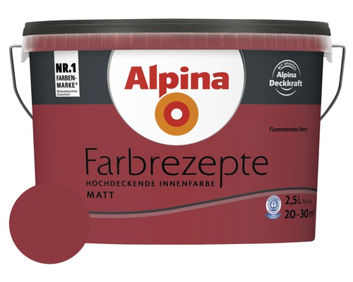 Alpina Wandfarbe Farbrezepte Flammendes Herz 2,5 L Alpina Farbrezepte hochdeckende Innenfarbe Matt im 2,5 Liter Eimer
