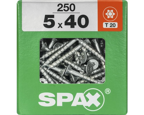 Spax Universalschraube Senkkopf Stahl gehärtet T 20, Holz-Teilgewinde 5x40 mm, 250 Stück