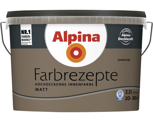 Eimer Alpina Farbe Farbrezepte Sanfte Erde, matte hochdeckende Innenfarbe, 2,5 Liter