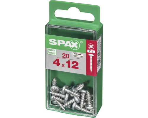 Spax Universalschrauben 4x12 mm im grünen Kunststoffbehälter