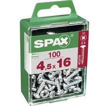 Spax Universalschrauben im transparenten Behälter, Größe 4,5x16 mm, 100 Stück