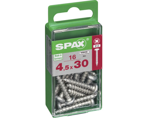 Spax Universalschrauben, 4,5 x 30 mm, 16 Stück, im grünen Kunststoffbehälter