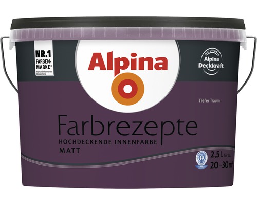 Eimer mit Alpina Farbrezepte hochdeckender Innenfarbe Matt, Inhalt 2,5 Liter