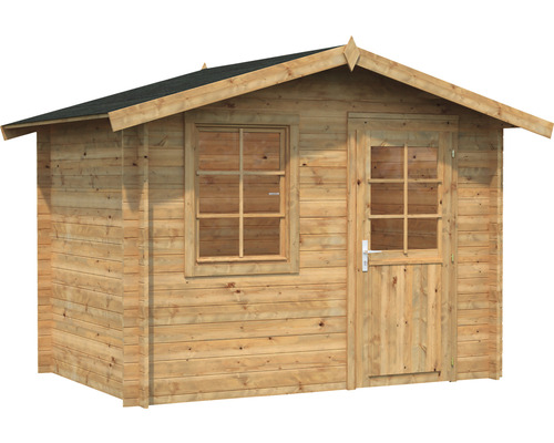 Holzgartenhaus mit Fenster und Tür