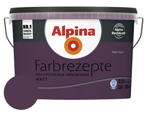 Alpina Wandfarbe Farbrezepte Tiefer Traum 2,5 L Alpina Farbrezepte Innendispersionsfarbe Tiefer Traum, matt, 2,5 Liter