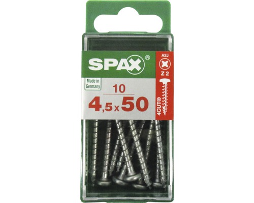 Spax Universalschraube Kreuzschlitz PZ 2, Halbrundkopf, 4,5x50 mm, 10 Stück Spax Universalschrauben 4,5 x 50 Millimeter, 10 Stück in Verpackung