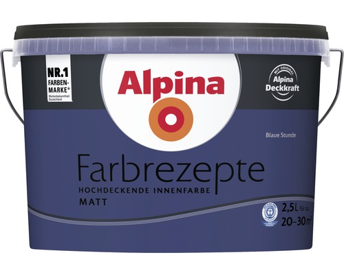 Eimer mit Alpina Farbrezepte hochdeckender Innenfarbe, matte Oberfläche, 2,5 Liter