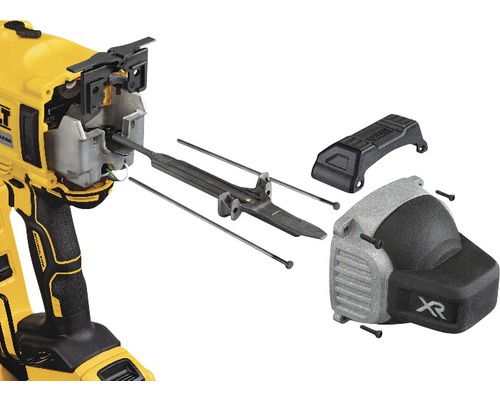 Explosionszeichnung einer DeWalt Nagelpistole mit Bauteilen