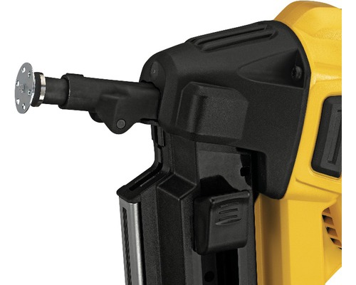 Detailansicht eines gelben und schwarzen Bolzensetzgeräts