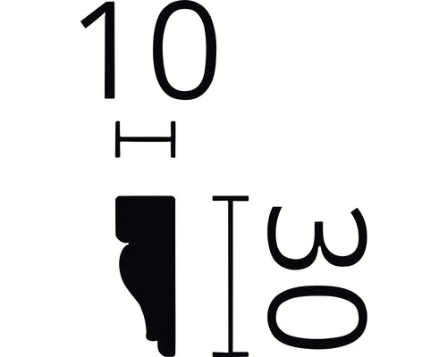 Abmessungen einer Zierleiste: 10 Millimeter breit und 30 Millimeter hoch