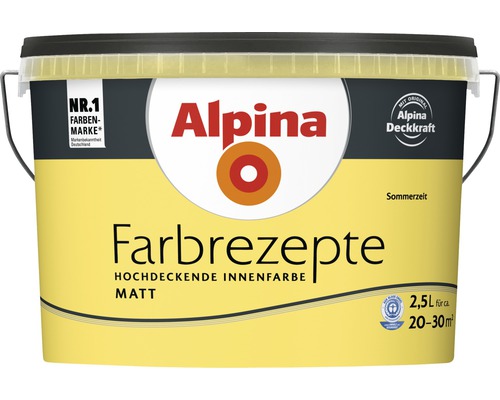 Eimer Alpina Farbrezepte hochdeckende Innenfarbe matt mit 2,5 Liter Inhalt