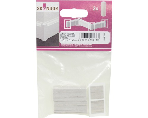 Skandor Sockelleisten Eckstücke Dampf Weiß Eiche, 16,5 x 16,5 x 40 Millimeter, Zweierpack