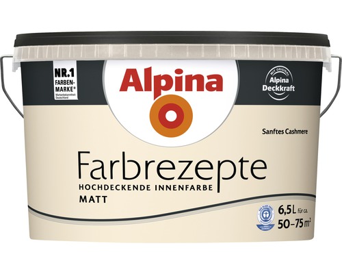 Eimer Alpina Farbrezepte Sanftes Cashmere, hochdeckende matte Innenfarbe, Inhalt 6,5 Liter
