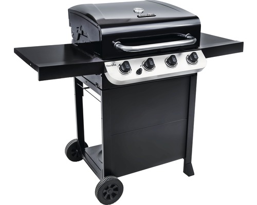 Gasgrill Char-Broil Convektive 410 B 4 Brenner silber inkl. Deckelthermometer, Seitenablage, Warmhalterost, Fettauffangschale, Grillrost Gusseisen Gasgrill mit vier Brennern und zwei Ablagetischen